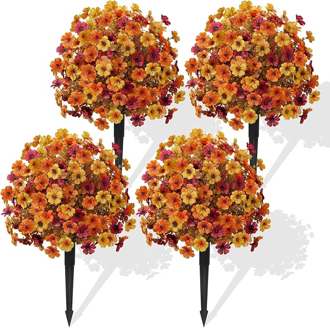 4Pcs Artificial Fall Ball Flowers by Alupssuc
