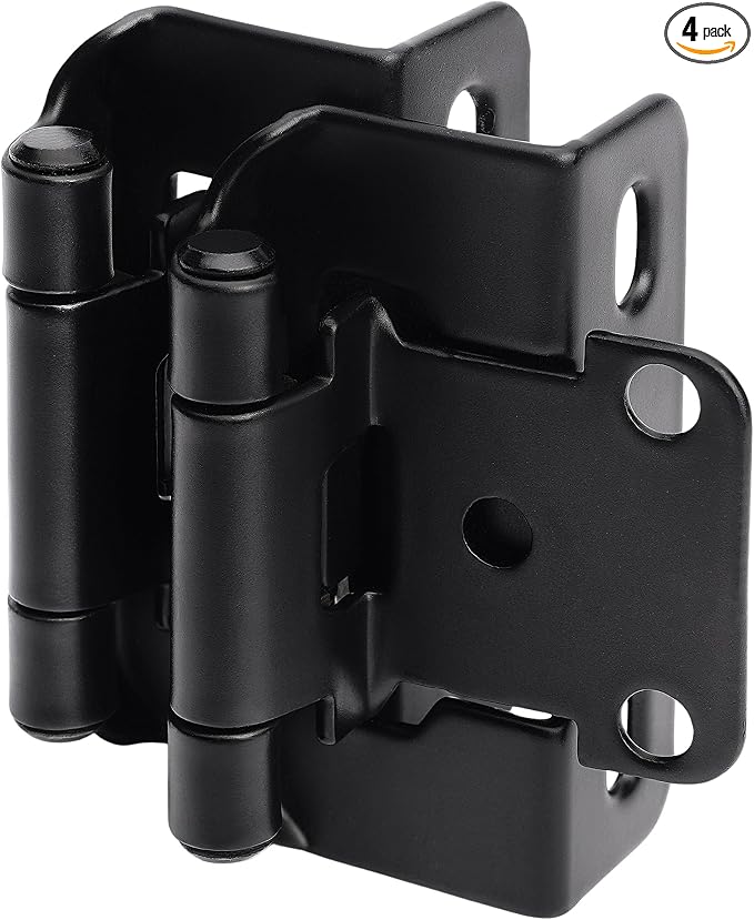 4 Pack 1/2" Overlay Black Cabinet Hinges by DecoBasicsHardware