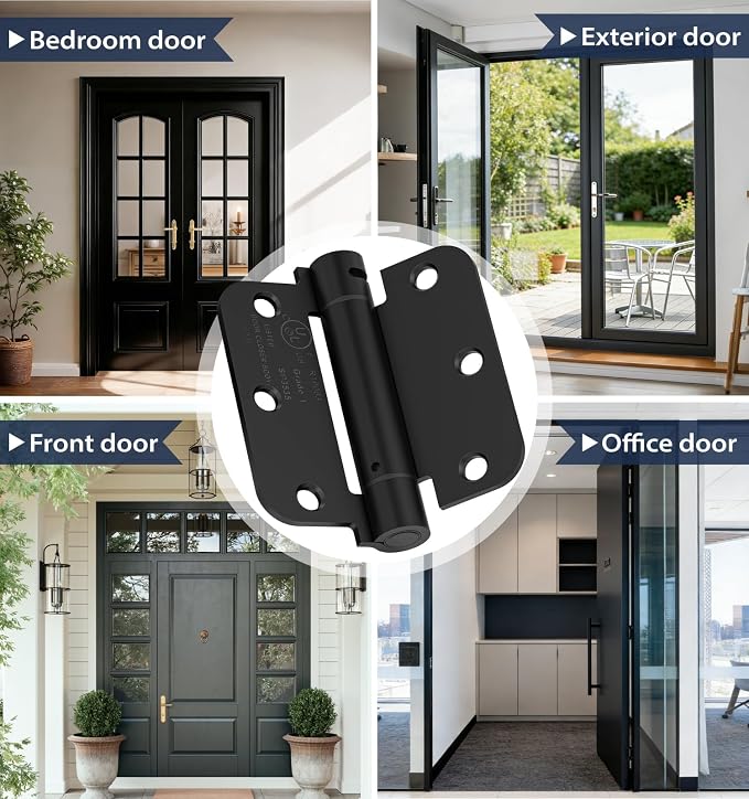 3-Pack 3.5 Inch Self Closing Door Hinges, 5/8" Radius Corners, Adjustable - Image 6