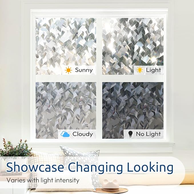 rabbitgoo Window Privacy Film, Crystal Icicles, 23.6" x 157.4" | Stained Glass - Image 6