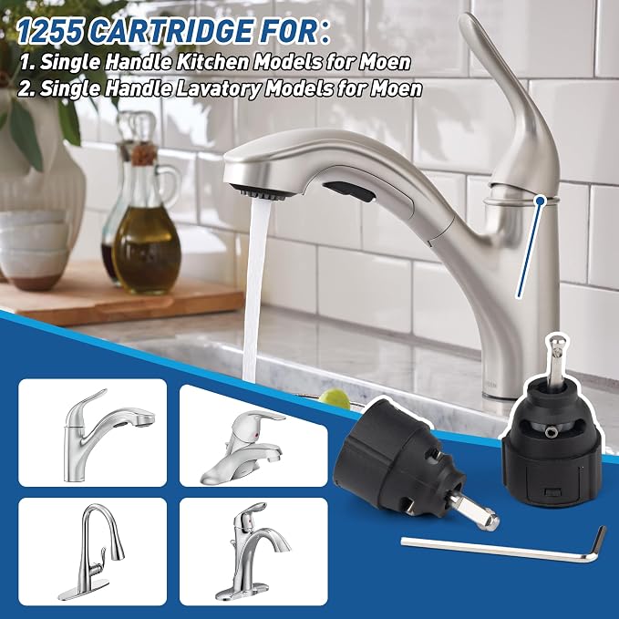 1255 Replacement Cartridge for Moen Single Handle Kitchen Lavatory Models Fixes - Image 3
