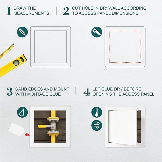 8" x 8" White ABS Plastic Plumbing Access Panel - Image 3