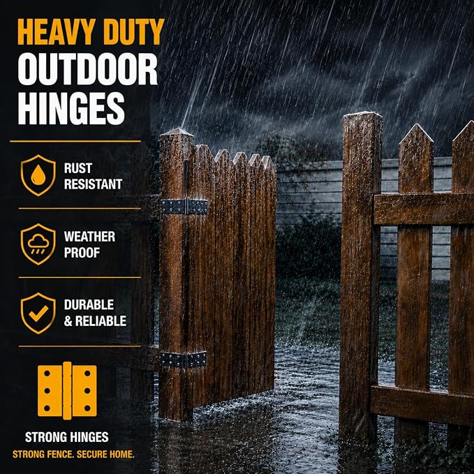 Fence Hinges for Outdoor Wood Gates Heavy Duty, 270°Solid Folding Butt Hinges - Image 3