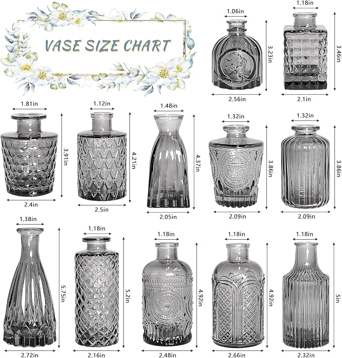 SUPMIND Glass Bud Vases Set of 12, Small Black Flower Vases in Bulk | Mini - Image 5