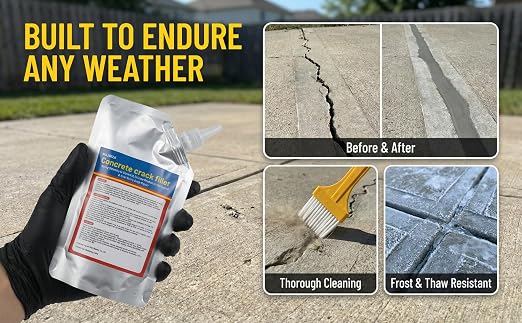 Self-Leveling Waterproof Concrete Crack Filler sealant 2-Pack, High Elasticity - Image 4