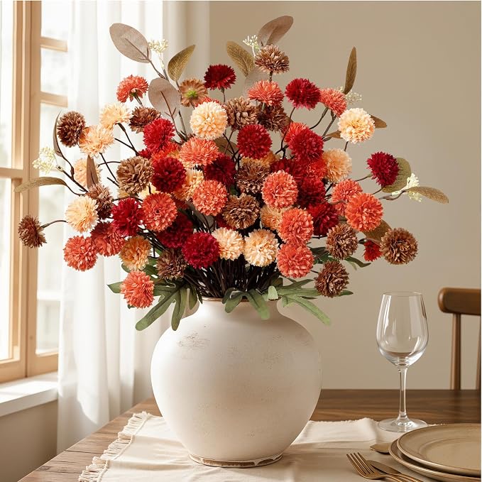 Alupssuc 32 PCS Silk Mums Artificial Fall Flowers - Image 2