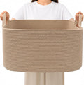 96L Woven Laundry Basket with Handles, Extra Blanket Basket, Jute | 24"×16"×15" by HZFTJOY
