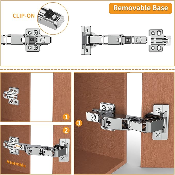 2 Pack 165 Degree Frameless Lazy Susan Hinge, Clip ON Plate - Image 3