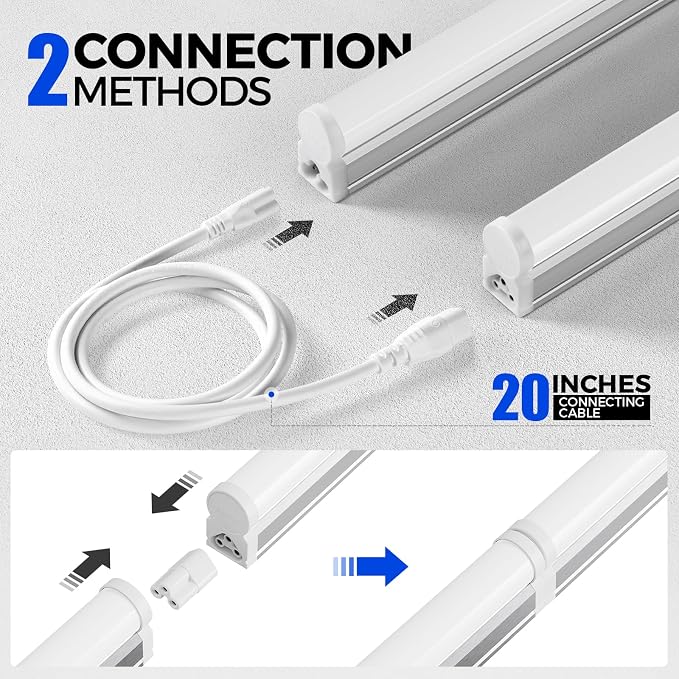 Barrina 6 Pack LED T5 Integrated Single Fixture 1FT, 6500K | Linkable Under - Image 5