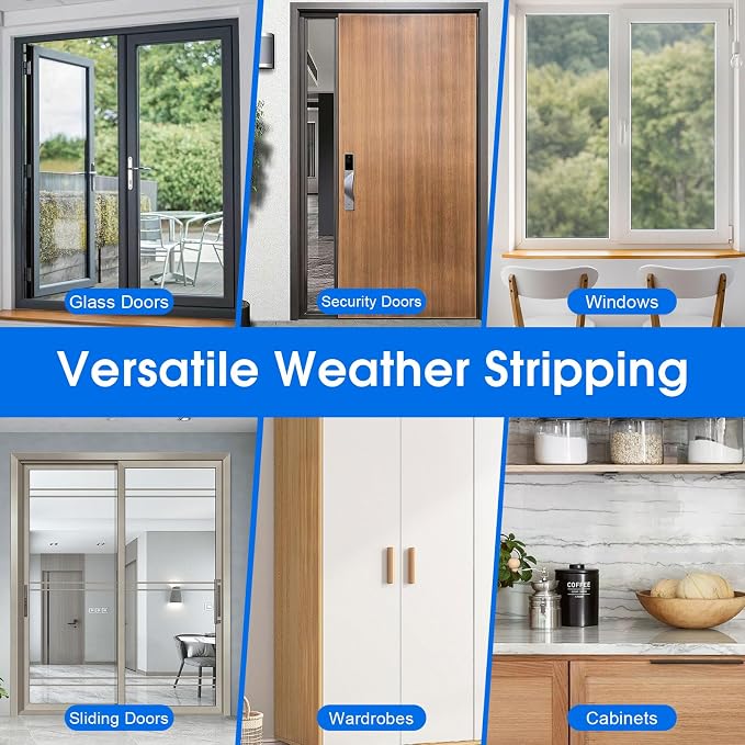 33 Ft Weather Stripping Door Seal, Self-Adhesive Door Insulation Strip | Window - Image 7