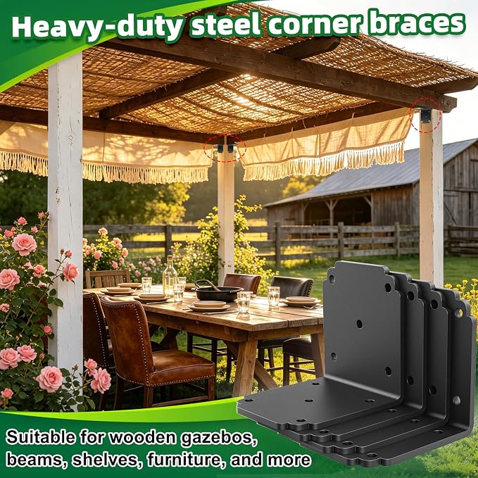 8 PCS 6" x 6" x 5" L Right Angle Bracket, Heavy Duty Corner Brace | - Image 5