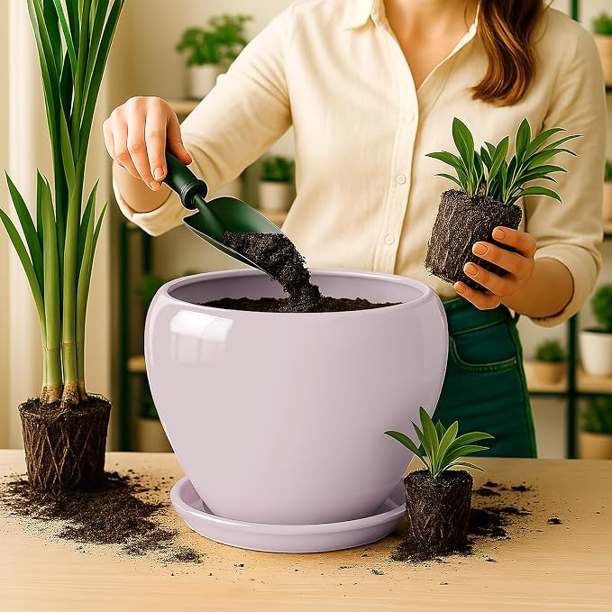 Deep Dream 10 Inch Plant Pot- Ceramic Planter Pot Round Plant Pots - Image 6