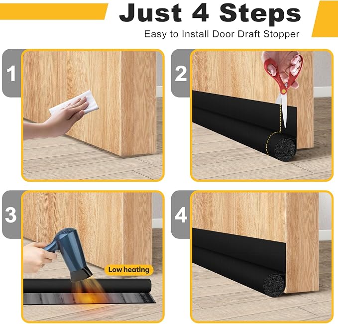 HomeProtect Door Draft Stopper 2 Pack Adjustable, Door Sweep - Image 5