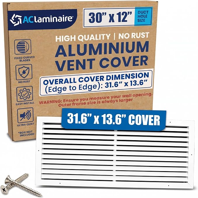 30x12 Aluminum Wall Ceiling Air Return Vent Cover HVAC Rustproof Grille by ACLAMINAIRE