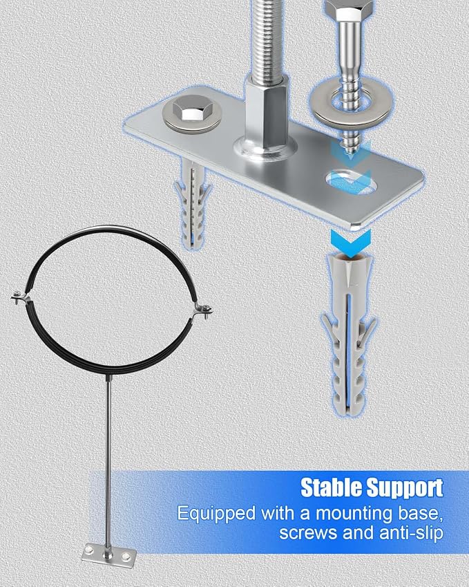 10 Inch Adjustable Pipe Bracket, B Vent Wall Round Gas Vent Pipe Strap | Heavy - Image 5