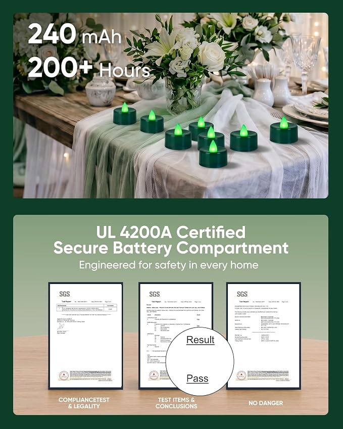 Homemory 24-Pack Green Flameless Battery Tealight Candles, 200+ Hours | - Image 3