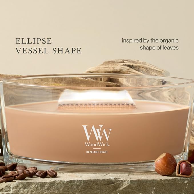 WoodWick Hazelnut Roast Ellipse Candle - Image 4