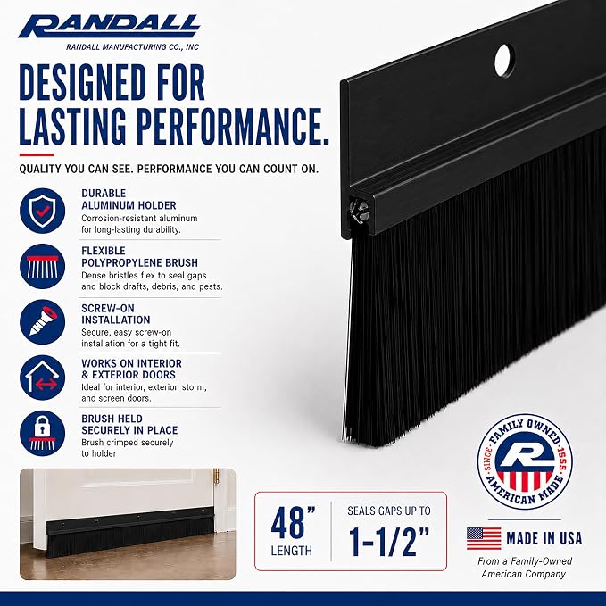 Randall Manufacturing Door Sweep, Door Bottom Brush Sweep - Image 4