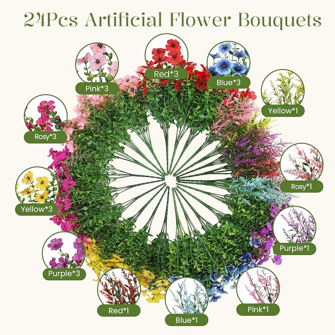 SHareconn 24 Bundles Artificial Flowers - Image 2