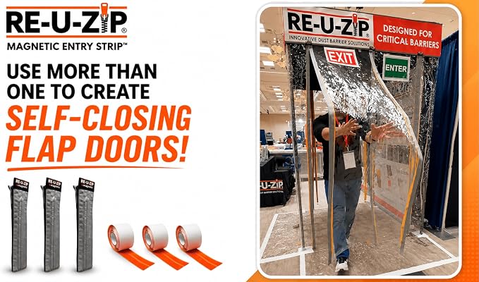 RE-U-ZIP Self-Closing Magnetic Dust Barrier Entry Strip, Hands-Free Zipper - Image 8