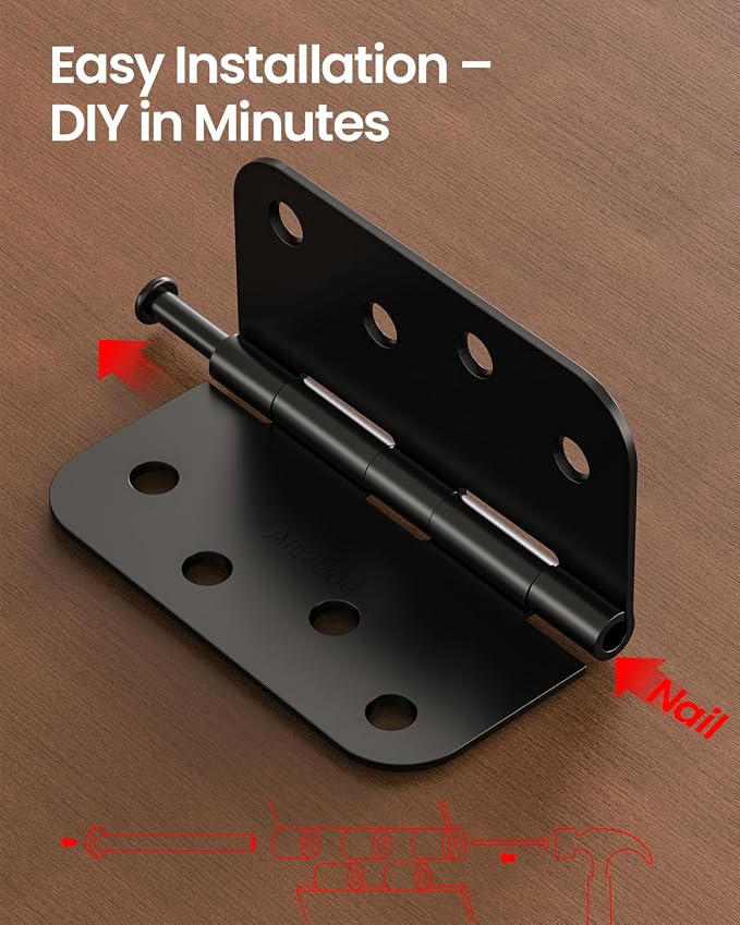 Black Exterior Door Hinges 4 Inch 12 Pack - Image 4