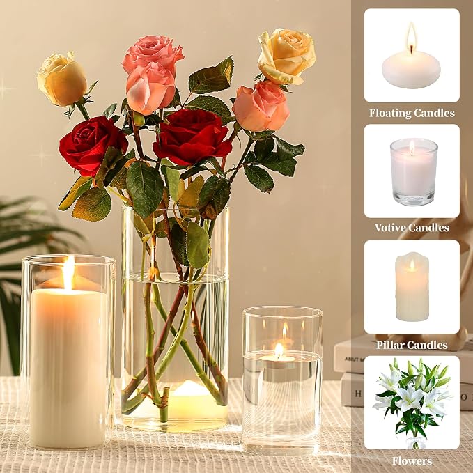 PHOSPHOR Hurricand Candle Holder 18 PCS, Glass Pillar Candle Holder - Image 4