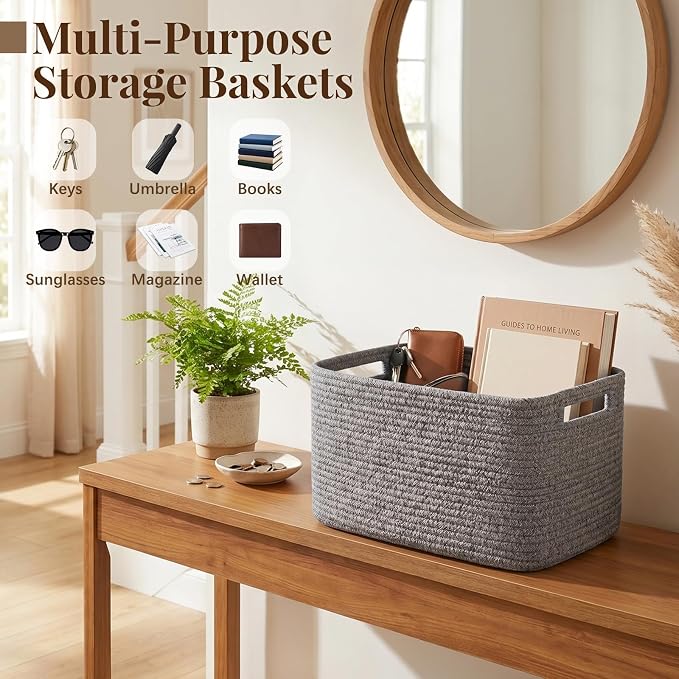 OIASKET 4Packs Natural Cotton Rope Storage Baskets - Image 7