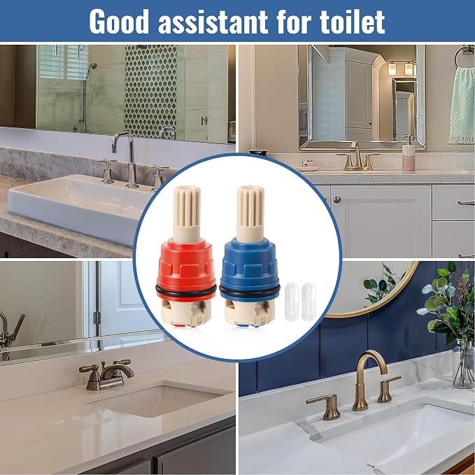 Dreyoo 2 Pack Hot & Cold Bathroom 2-Handle Faucet Cartridge Replacement - Image 8