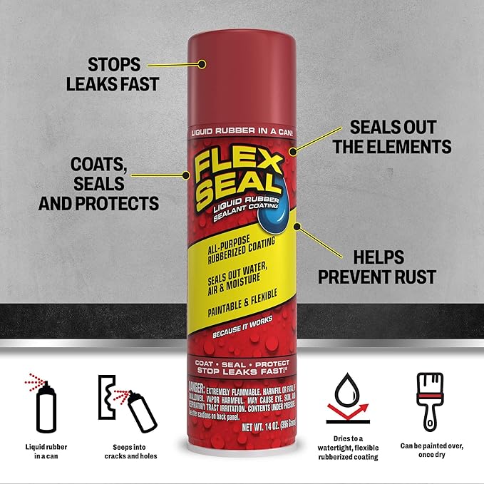 Flex Seal, 14 oz, Stop Leaks Instantly, Waterproof Rubber Spray On Sealant - Image 2