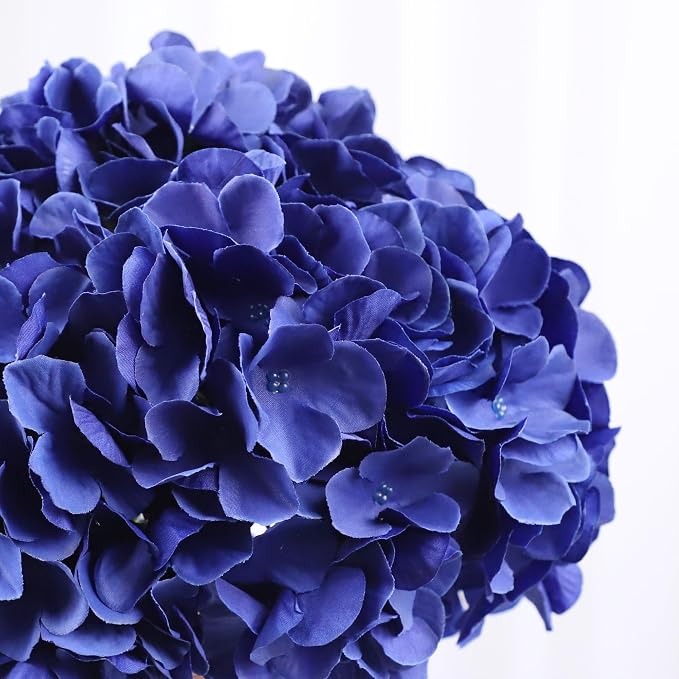 AVIVIHO 65pcs Fake Flowers Navy Blue Hydrangea Artificial Flowers Bulk Silk - Image 6