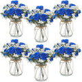 6 Sets Mason Jar Flowers Centerpiece Table Decorations, Royal Blue | Faux by Zeyune