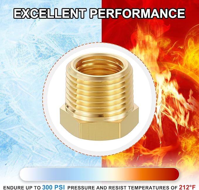 6 Pack Male to FeMale Adapter, 3/8" NTP Male x 1/4" NTP Female Brass Hex - Image 7