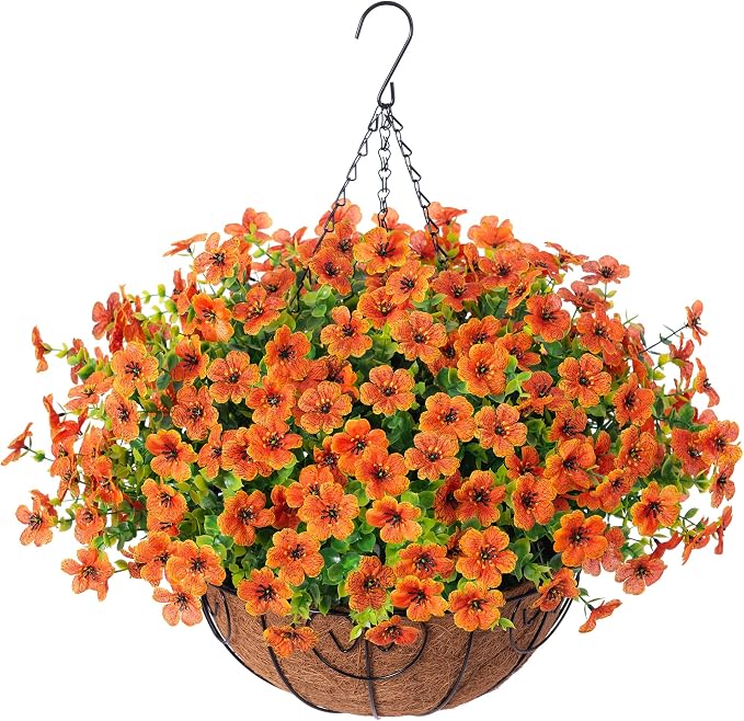 Artificial Fake Fall Hanging Plants Flowers Basket by HyeFloraartificialflowers