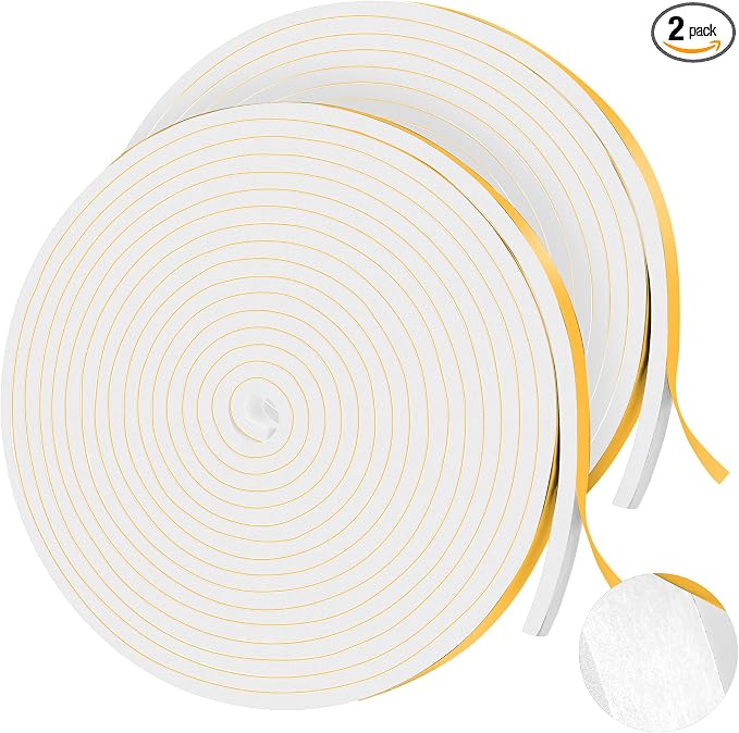 42Ft Foam Tapes Self Adhesive Foam Seal Strips 1/2In x 1/4In x 21Ft Each Roll by MYFAMIREA