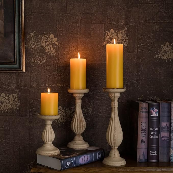 MOZEAL 3" x 8" Hand-Poured Unscented Large Candle, Smokeless Rustic Pillar - Image 6
