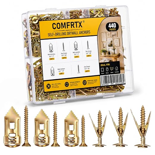 440PCS 3 Sizes Self Drilling Drywall Anchors by COMFRTX