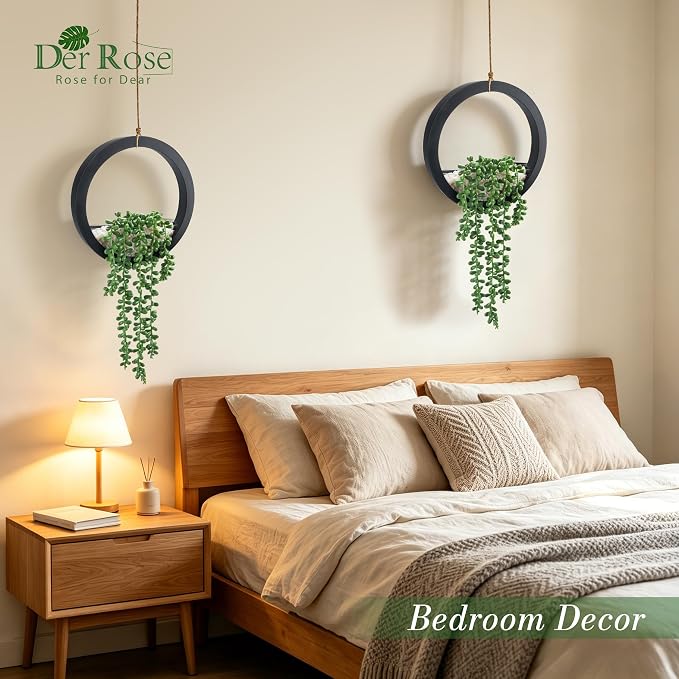 Der Rose 2 Pack 16" Artificial Hanging Plants in Black Pots - Image 7