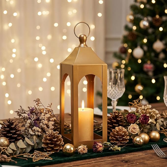 Modern Farmhouse Lantern Decor Metal Decorative Hanging Candle Lanterns | Ideal - Image 6