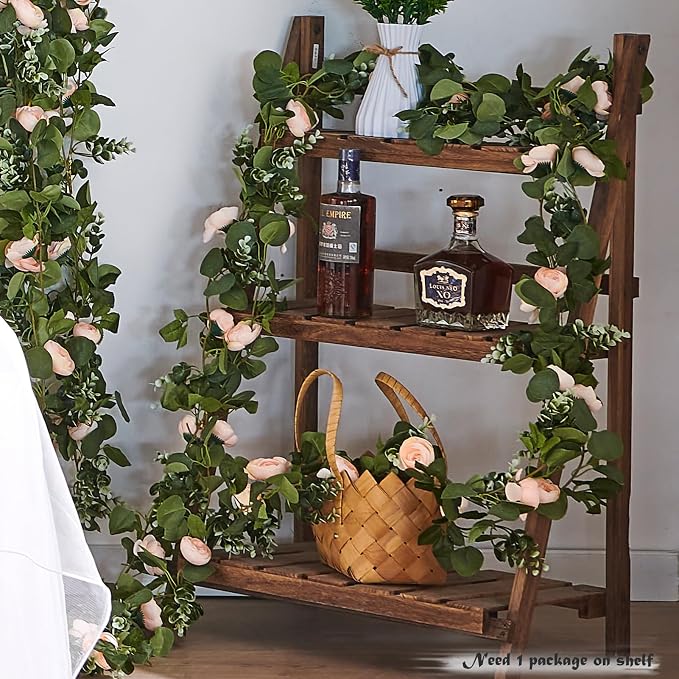 Artificial Flower Garland 2pcs 5.4ft Rose Vine Decor, Champagne Flower | - Image 8