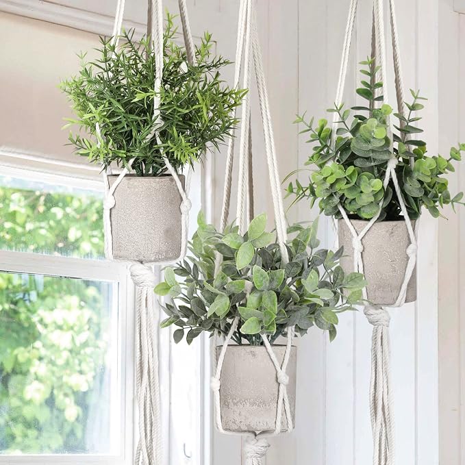 Artificial Plants 3 Pack Mini Fake Plants Fake Hanging Plants Artificial Decor - Image 7