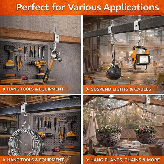 6 Pack C Clamp with J Hook, 1 Inch Heavy Duty Beam Clamp Hanger, 304 Stainless - Image 6