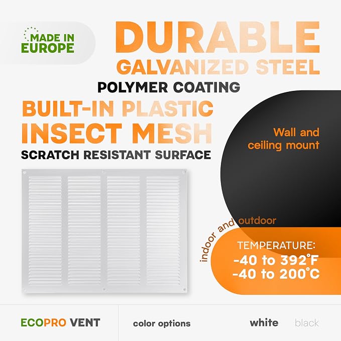 16 x 12 Inch White Galvanized Steel Return Air Register Vent Cover, AC Vent - Image 3