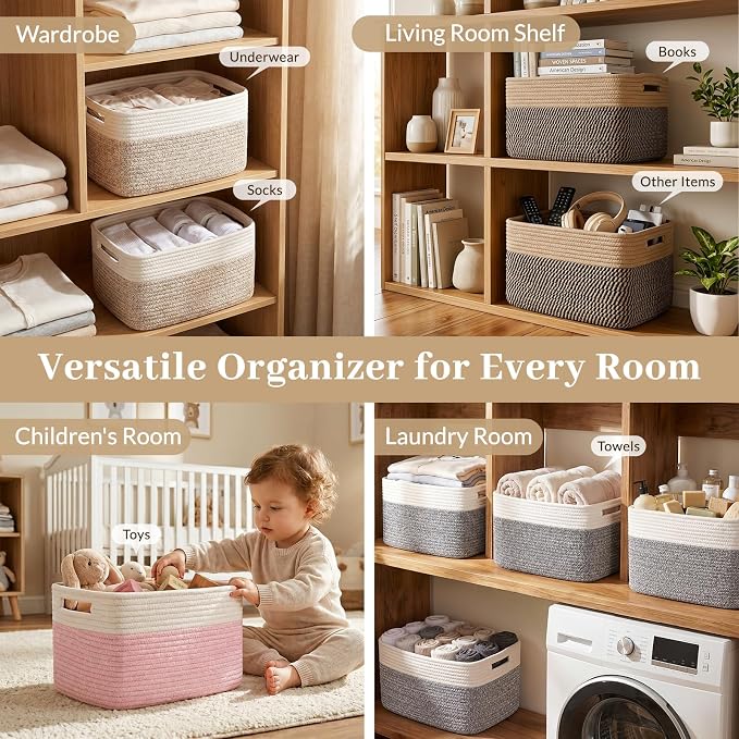 OIAHOMY 4 Pack Storage Basket, Closet Organizer - Image 4
