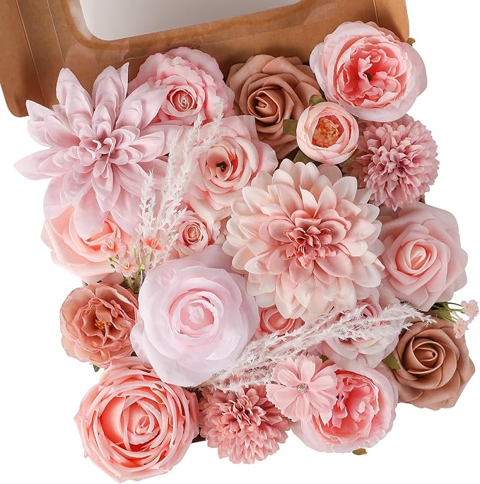 Artificial Flowers Fake Rose Flowers Dahlia by FloweroyalCrafts
