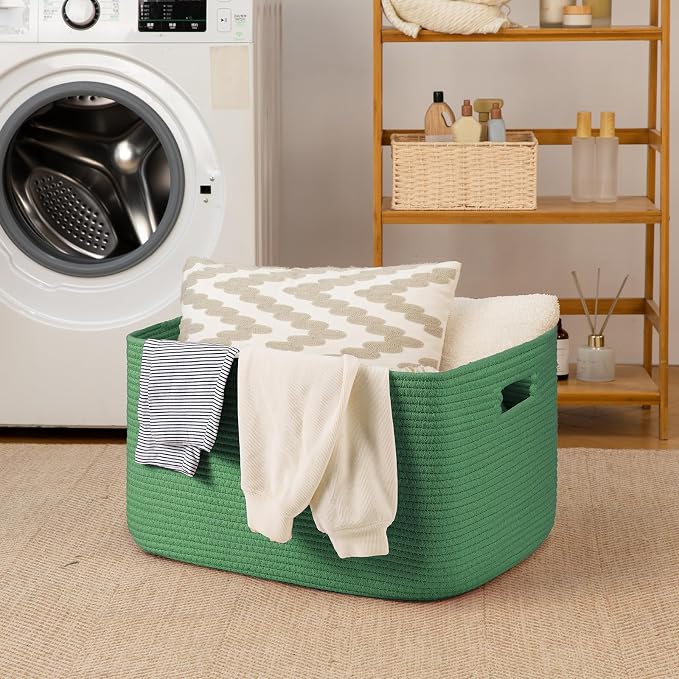 OIAHOMY 75L Large Blanket Basket, Woven Cotton Rope Baskets - Image 7