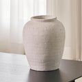 LB2 White Ceramic Large Vase, 11.8" Tall Zen Style, Terra Cotta Pitcher Vase by LB2
