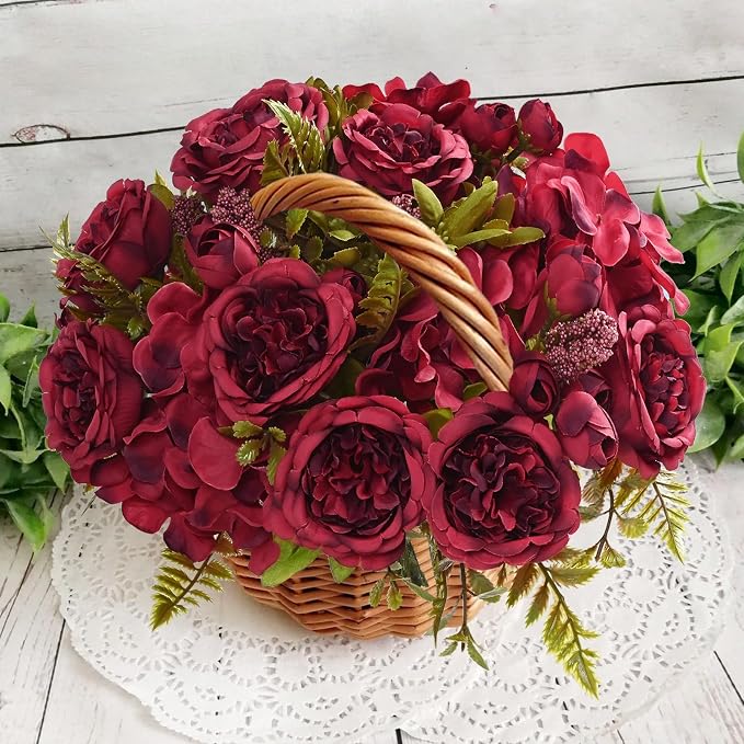 4 Packs Peonies Artificial Flowers Burgundy Silk Flowers Artificial Peonies | - Image 7