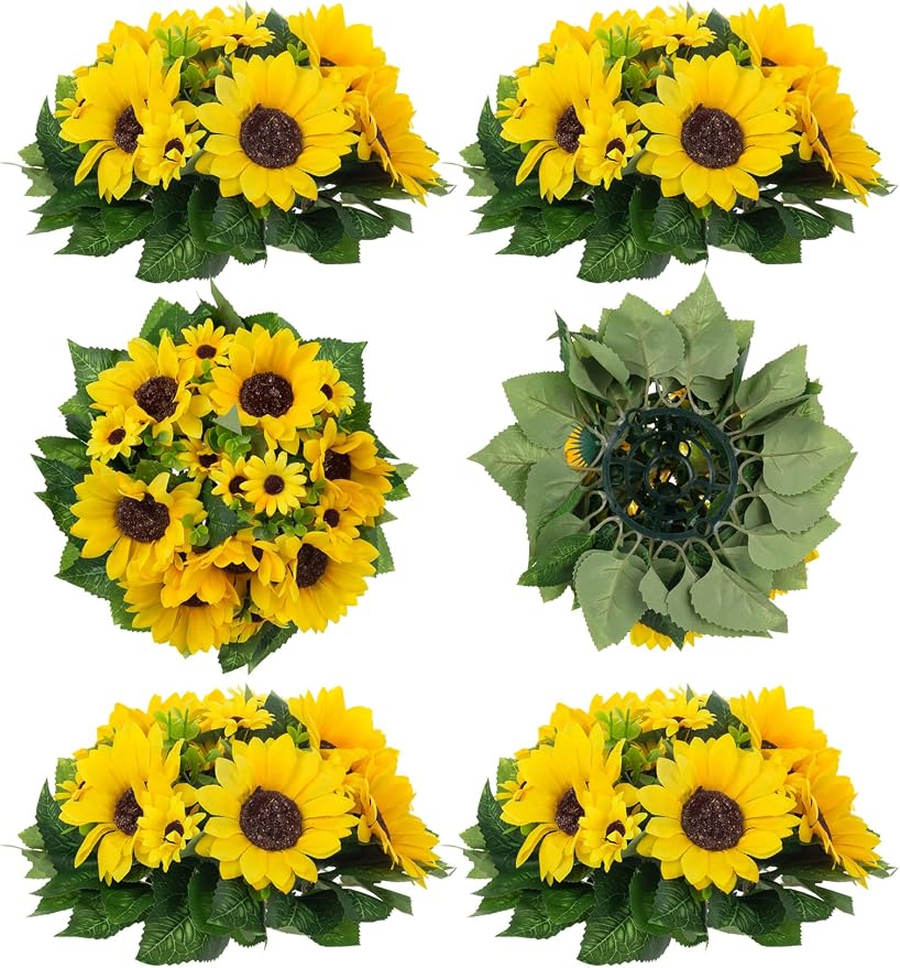 BLOSMON Fake Sunflowers Flower Centerpieces by Blosmon