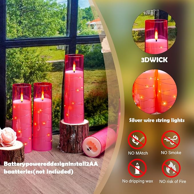 Flameless Candles, with Embedded Star String, Battery Operated Candles - Image 3