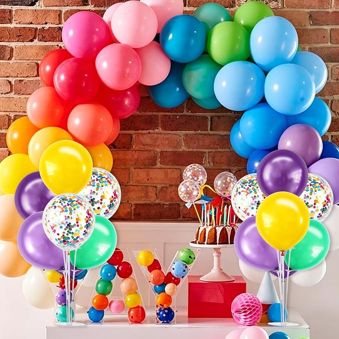 TONIFUL 4 Purple Teal Yellow Balloon Stand Balloon Centerpieces - Image 5
